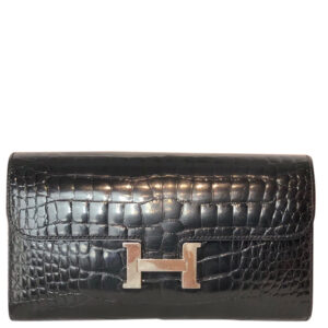 Hermès Constance Long Wallet Alligator Noir Clutch