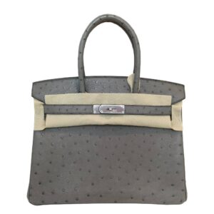 Hermes Birkin 30 Gris Tourterelle Ostrich Palladium Hardware