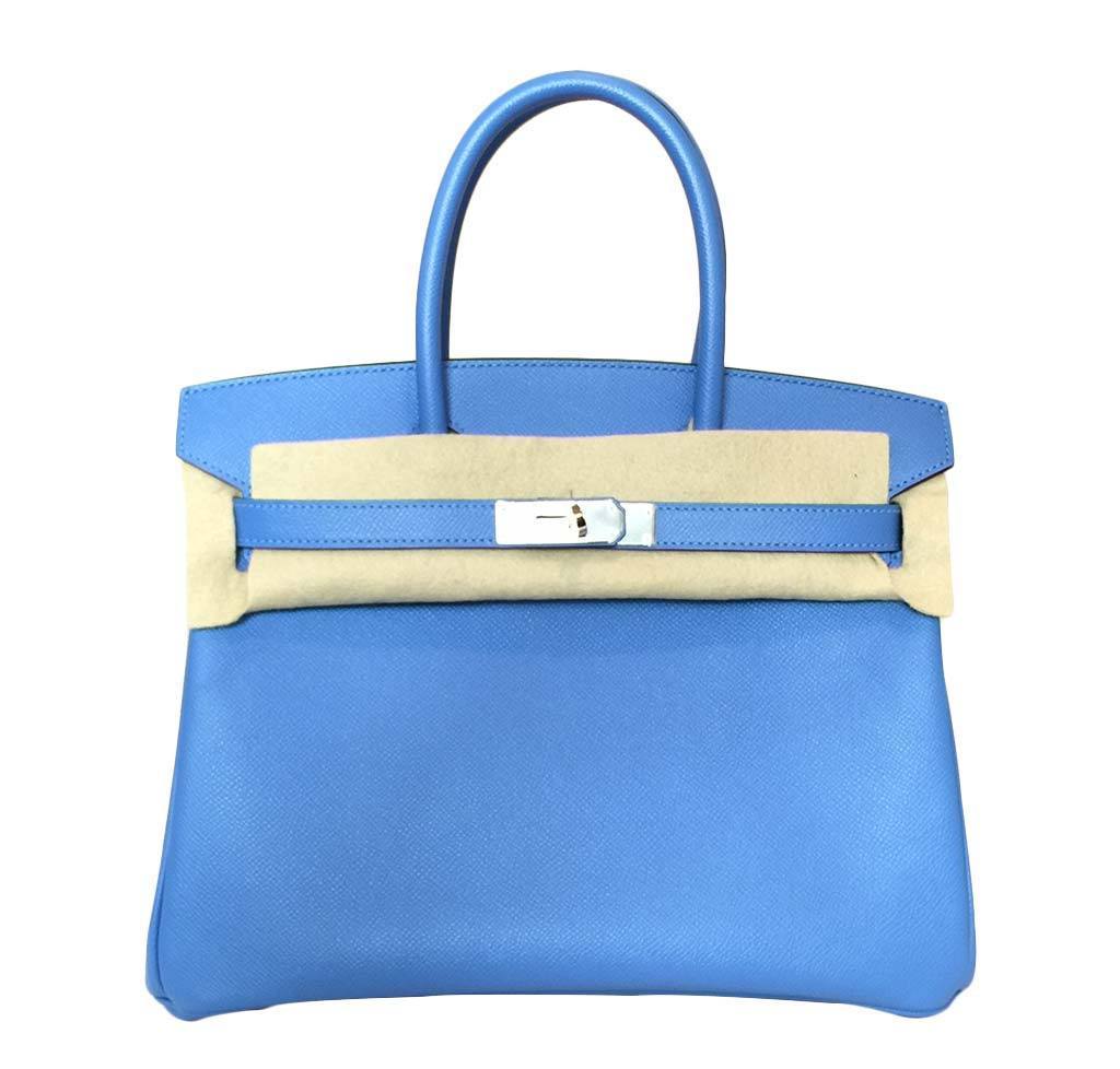 Hermès Birkin 30 Bag Blue Paradise PHW - Image 8