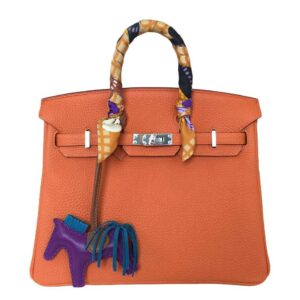 Hermes Birkin 25 Feu Clemence Leather Palladium Hardware