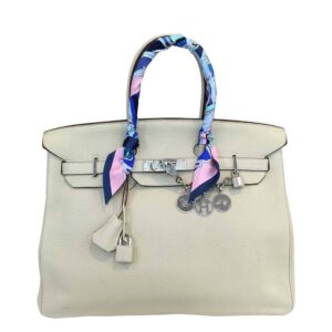 Hermes Birkin 35 Craie Clemence Leather Palladium Hardware