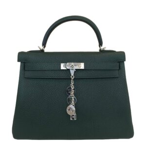Hermes Kelly 32 Vert Anglais Togo Leather Palladium Hardware