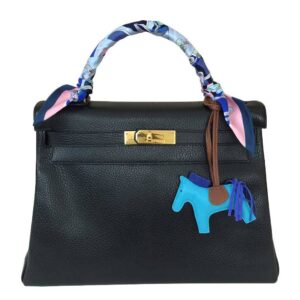 Hermes Kelly 32 Black Ardennes Leather Gold Hardware