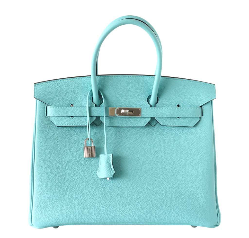 Hermes Birkin 35 Blue Atoll Togo Leather Palladium Hardware