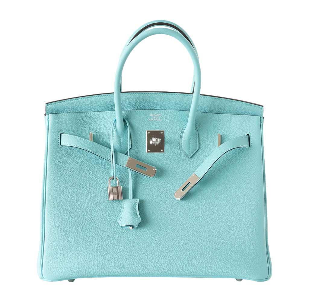 Hermes Birkin 35 Blue Atoll Togo Leather Palladium Hardware - Image 2