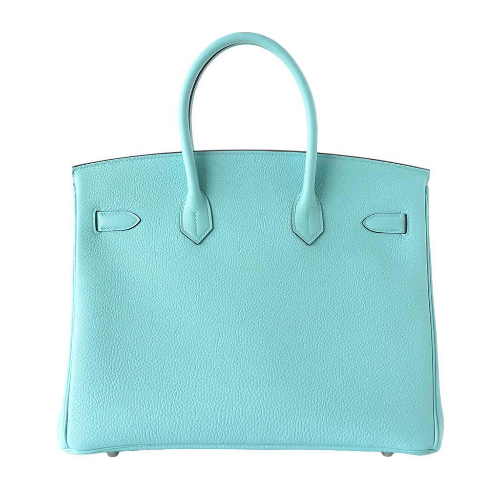Hermes Birkin 35 Blue Atoll Togo Leather Palladium Hardware - Image 3