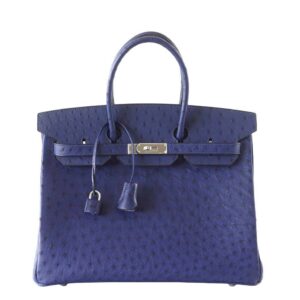 Hermes Birkin 35 Bleu Iris Ostrich Palladium Hardware