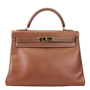 Hermes Kelly 32 Tabac Veau Grain Lisse Leather Gold Hardware