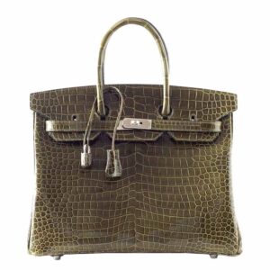 Hermes Birkin 35 Vert Veronese Porosus Crocodile Palladium Hardware