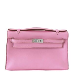 Hermes Kelly JPG Pochette 5P Pink Swift Leather Palladium Hardware
