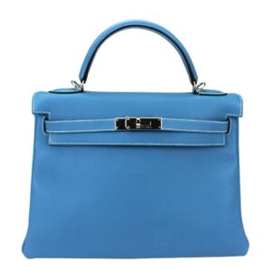Hermes Kelly 32 Blue Jean Taurillon Clemence Leather Palladium Hardware