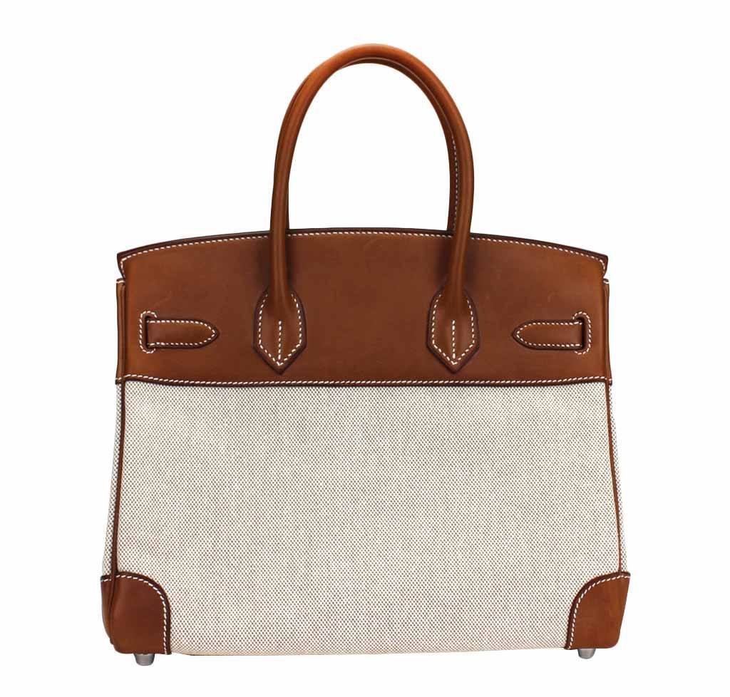 Hermes Birkin 30 Toile Natural Barenia Leather Palladium Hardware Limited Edition - Image 2