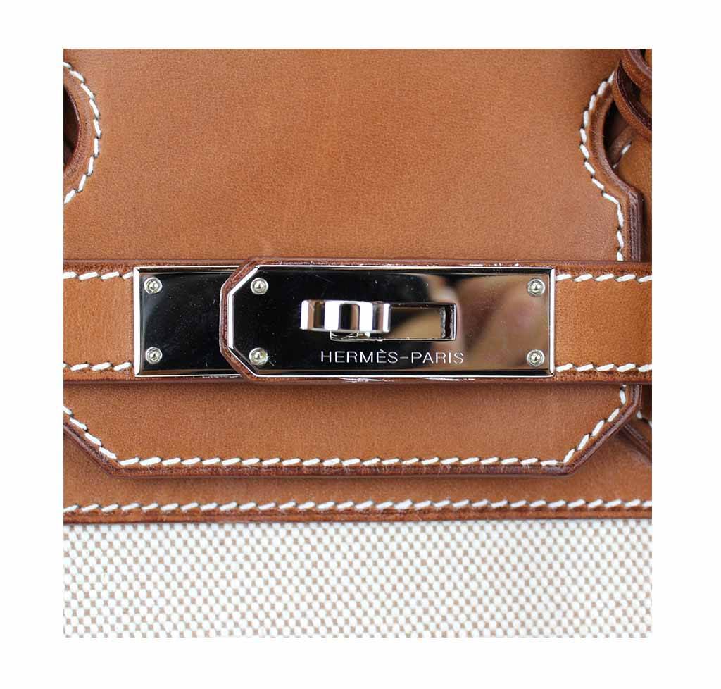 Hermes Birkin 30 Toile Natural Barenia Leather Palladium Hardware Limited Edition - Image 7