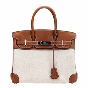 Hermes Birkin 30 Toile Natural Barenia Leather Palladium Hardware Limited Edition