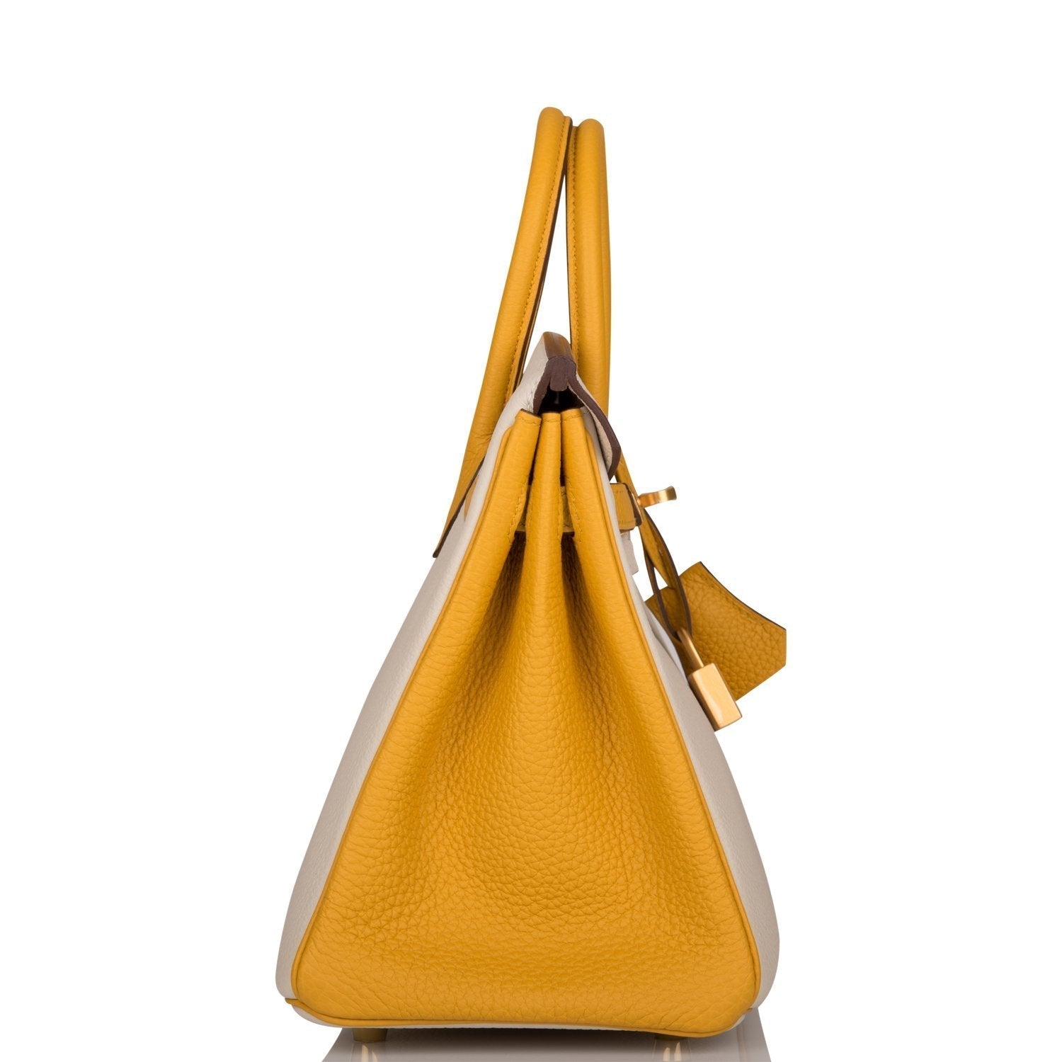 Hermes Horseshoe Stamp (HSS) Bi-Color Craie and Jaune Ambre Togo Birkin 25cm Brushed Gold Hardware - Image 3