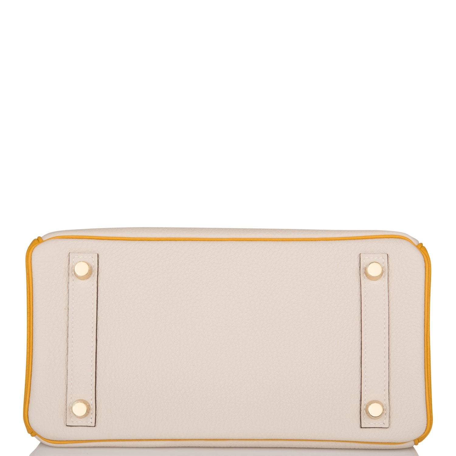 Hermes Horseshoe Stamp (HSS) Bi-Color Craie and Jaune Ambre Togo Birkin 25cm Brushed Gold Hardware - Image 6