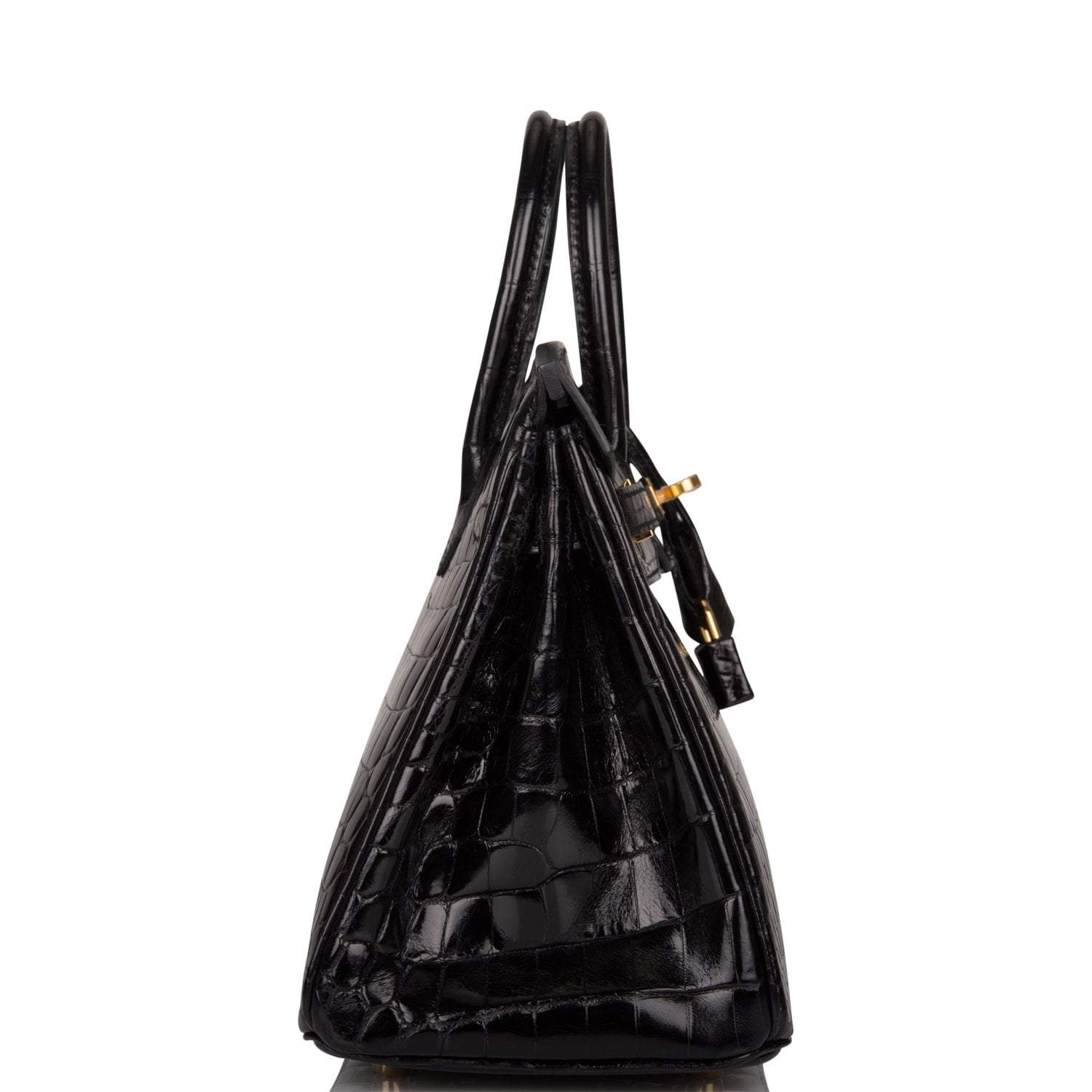 Hermes Black Shiny Niloticus Crocodile Birkin 25cm Gold Hardware - Image 3