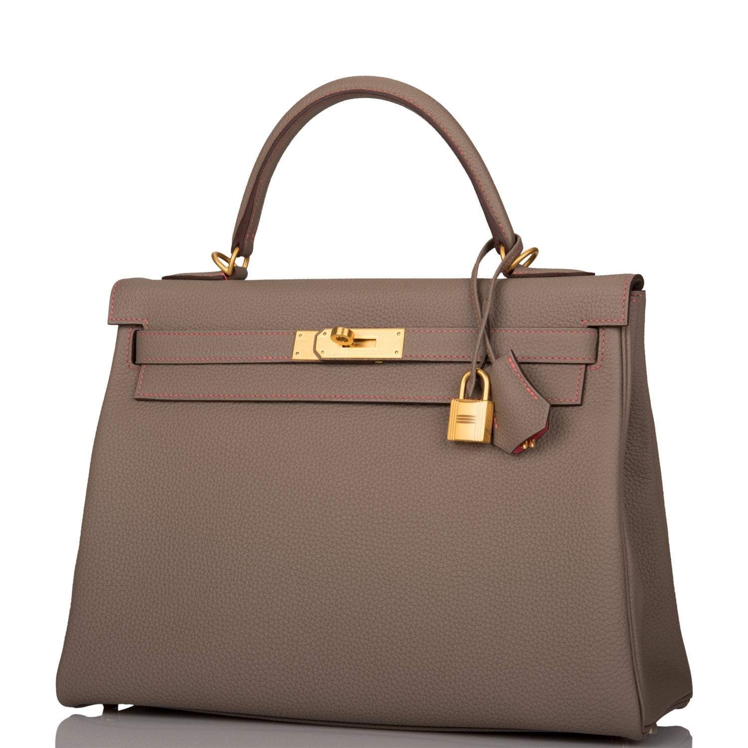 Hermes Horseshoe Stamp (HSS) Gris Asphalte Verso Togo Retourne Kelly 32cm Brushed Gold Hardware - Image 5