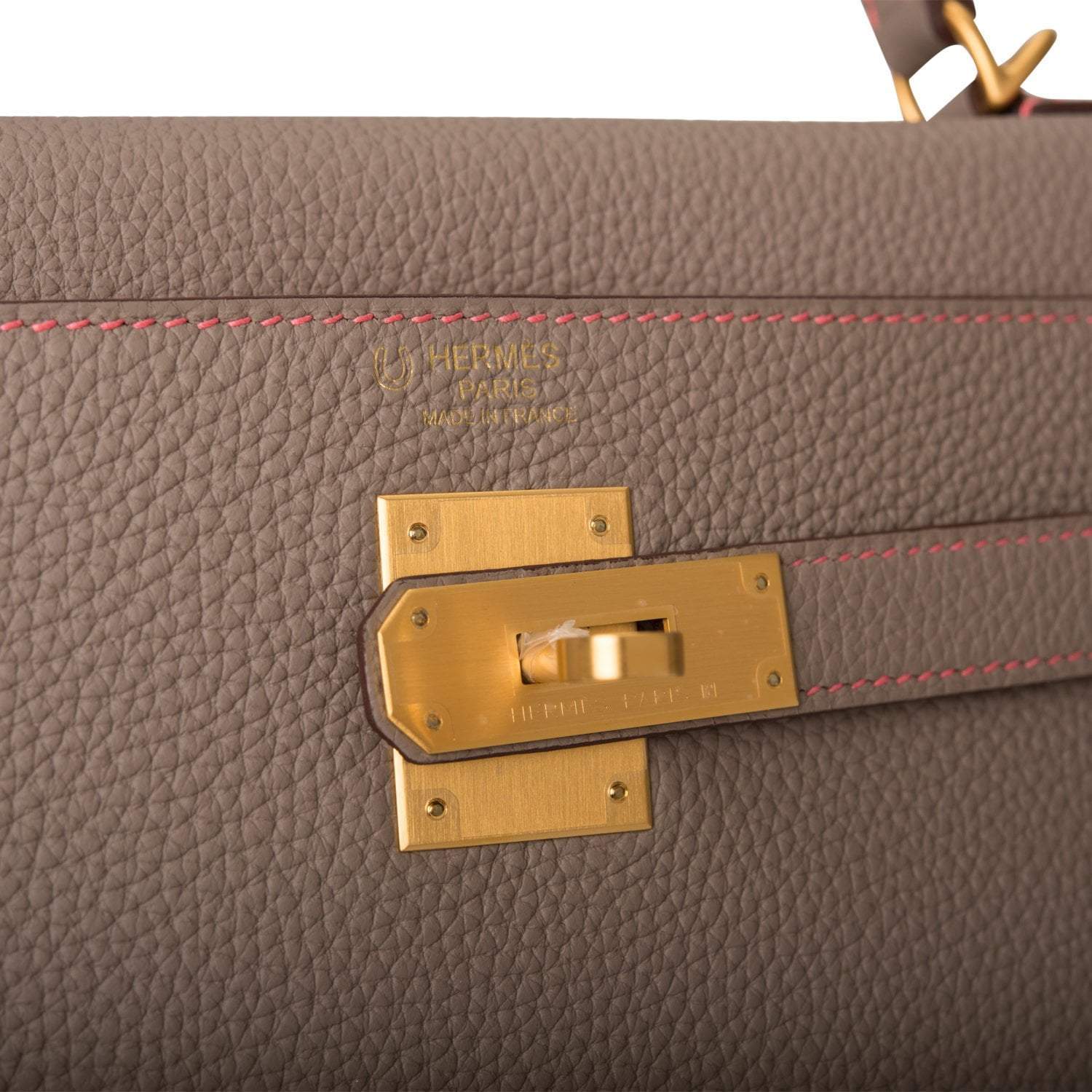 Hermes Horseshoe Stamp (HSS) Gris Asphalte Verso Togo Retourne Kelly 32cm Brushed Gold Hardware - Image 7