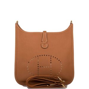 Hermes Gold Clemence Evelyne III PM Bag Gold Hardware