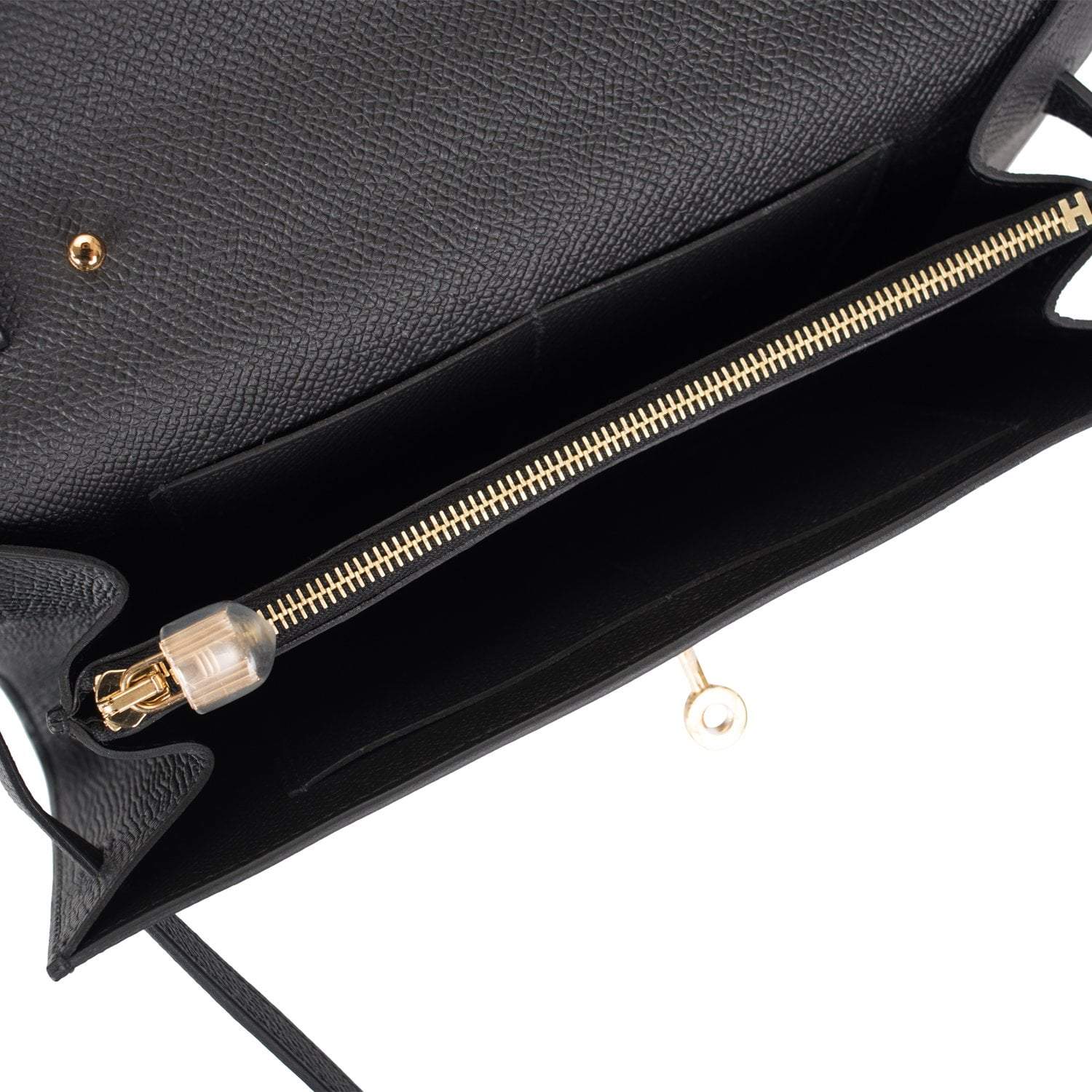 Hermes Black Epsom Kelly Wallet To Go Gold Hardware - Image 10