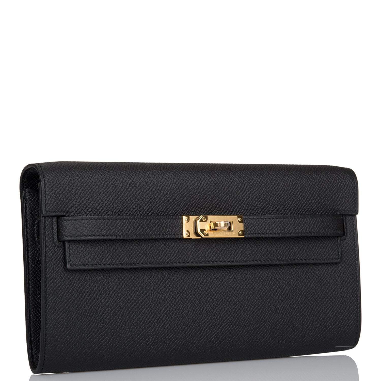 Hermes Black Epsom Kelly Wallet To Go Gold Hardware - Image 2