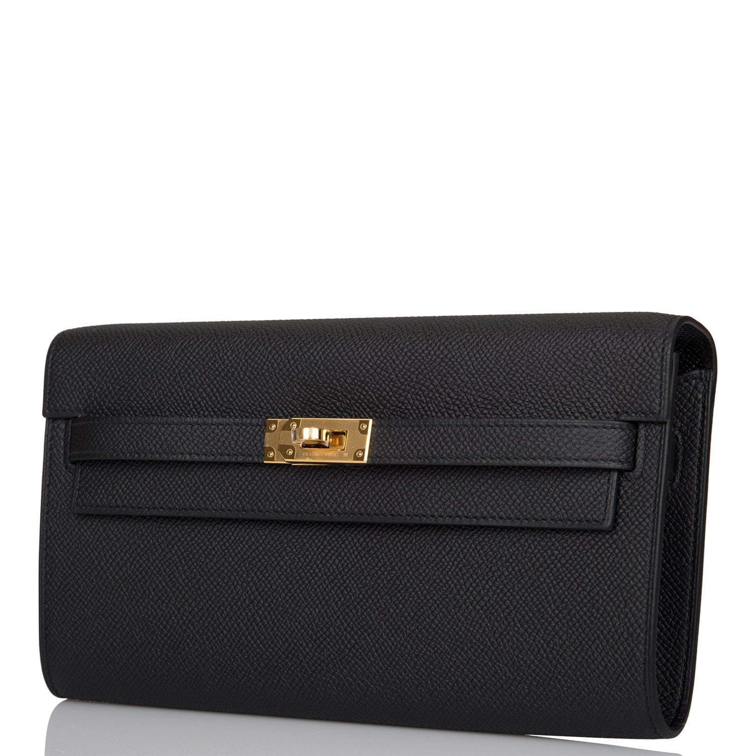 Hermes Black Epsom Kelly Wallet To Go Gold Hardware - Image 4