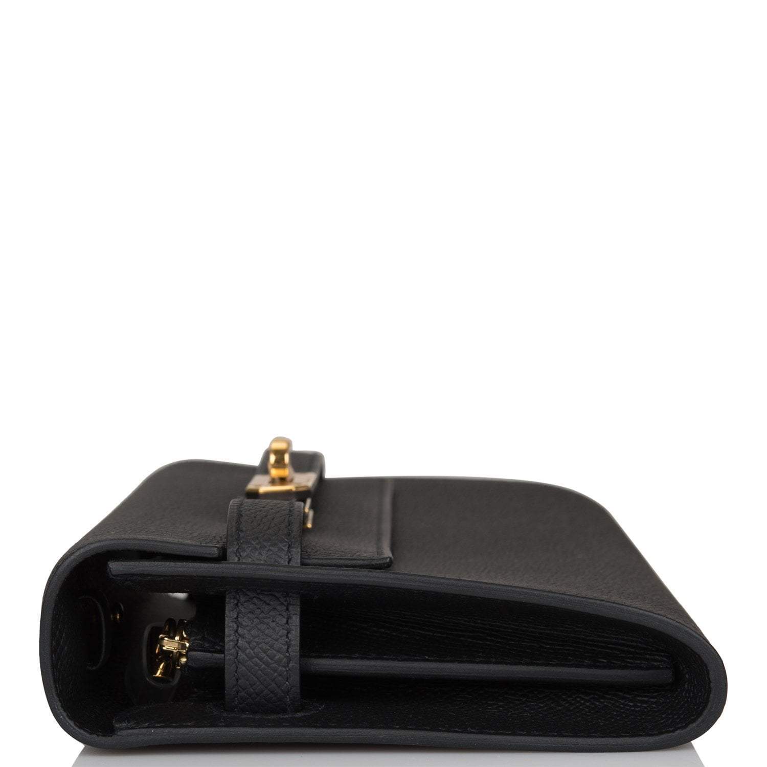 Hermes Black Epsom Kelly Wallet To Go Gold Hardware - Image 6