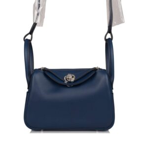 Hermes Bleu Navy Verso Swift Mini Lindy Palladium Hardware