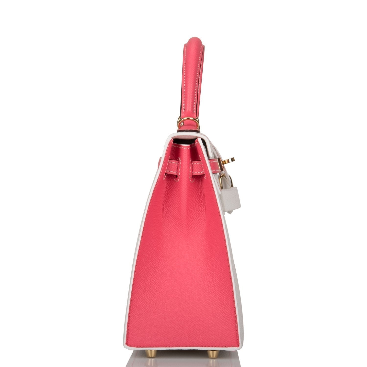 Hermes Horseshoe Stamp (HSS) Bi-Color White and Rose Azalee Epsom Sellier Kelly 25cm Permabrass Hardware - Image 3