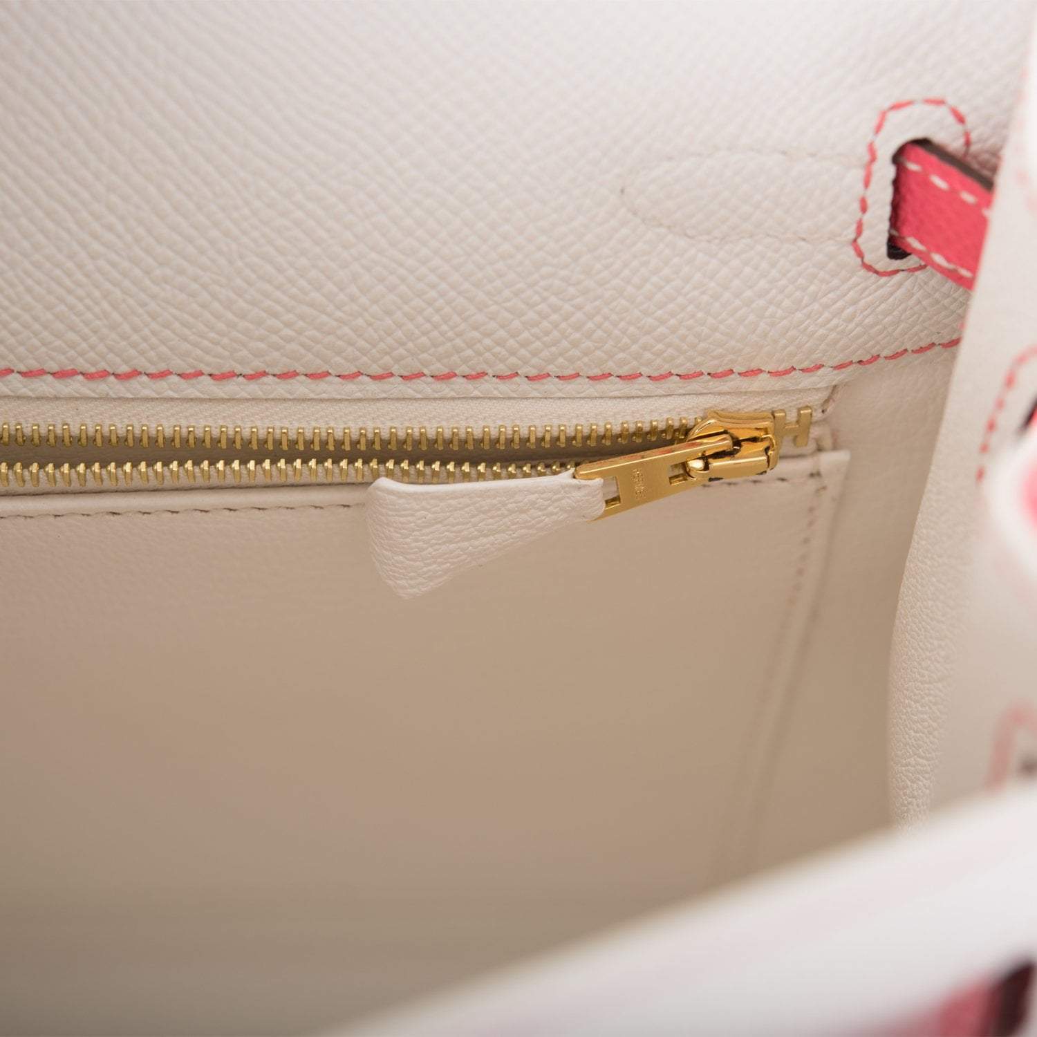 Hermes Horseshoe Stamp (HSS) Bi-Color White and Rose Azalee Epsom Sellier Kelly 25cm Permabrass Hardware - Image 9