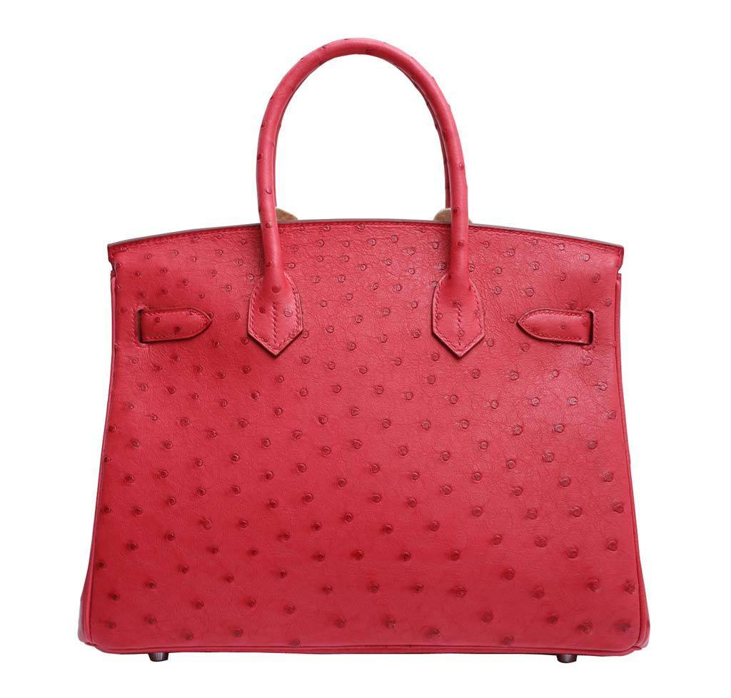 Hermes Birkin 30 Ostrich Bougainvillea Bag - Image 7