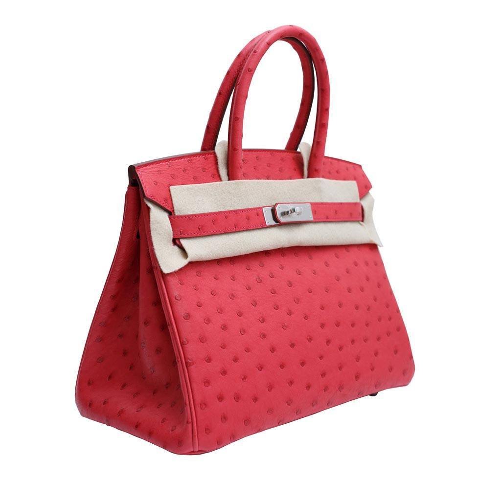 Hermes Birkin 30 Ostrich Bougainvillea Bag - Image 5