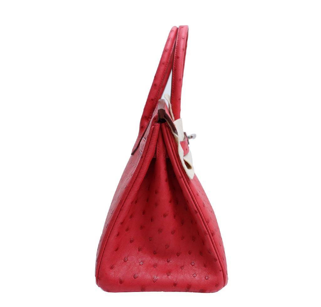 Hermes Birkin 30 Ostrich Bougainvillea Bag - Image 8