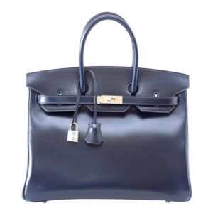 Hermes Birkin 35 Bleu Marine Box Leather Palladium Hardware