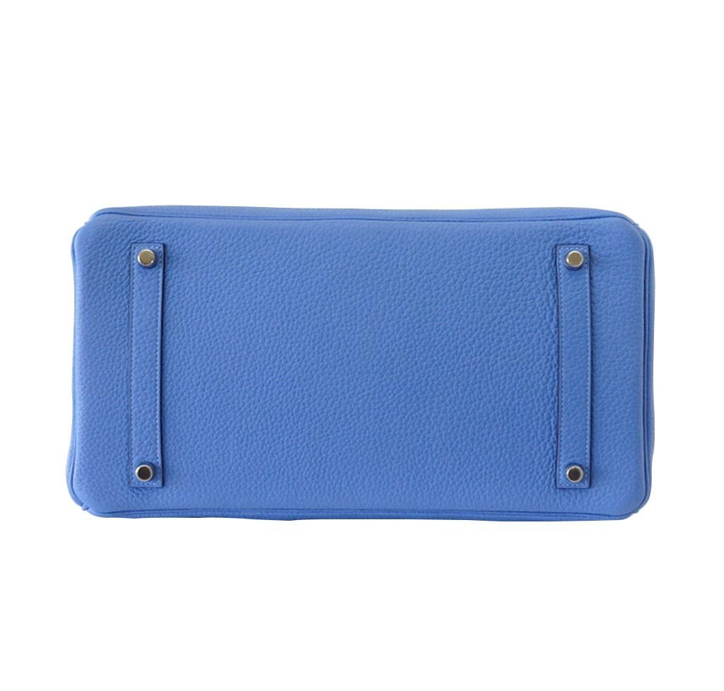 Hermes Birkin 35 Bleu Paradis Clemence Leather Palladium Hardware - Image 7