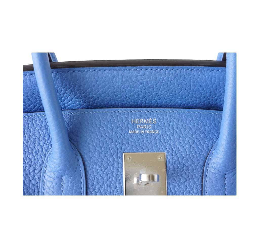 Hermes Birkin 35 Bleu Paradis Clemence Leather Palladium Hardware - Image 4