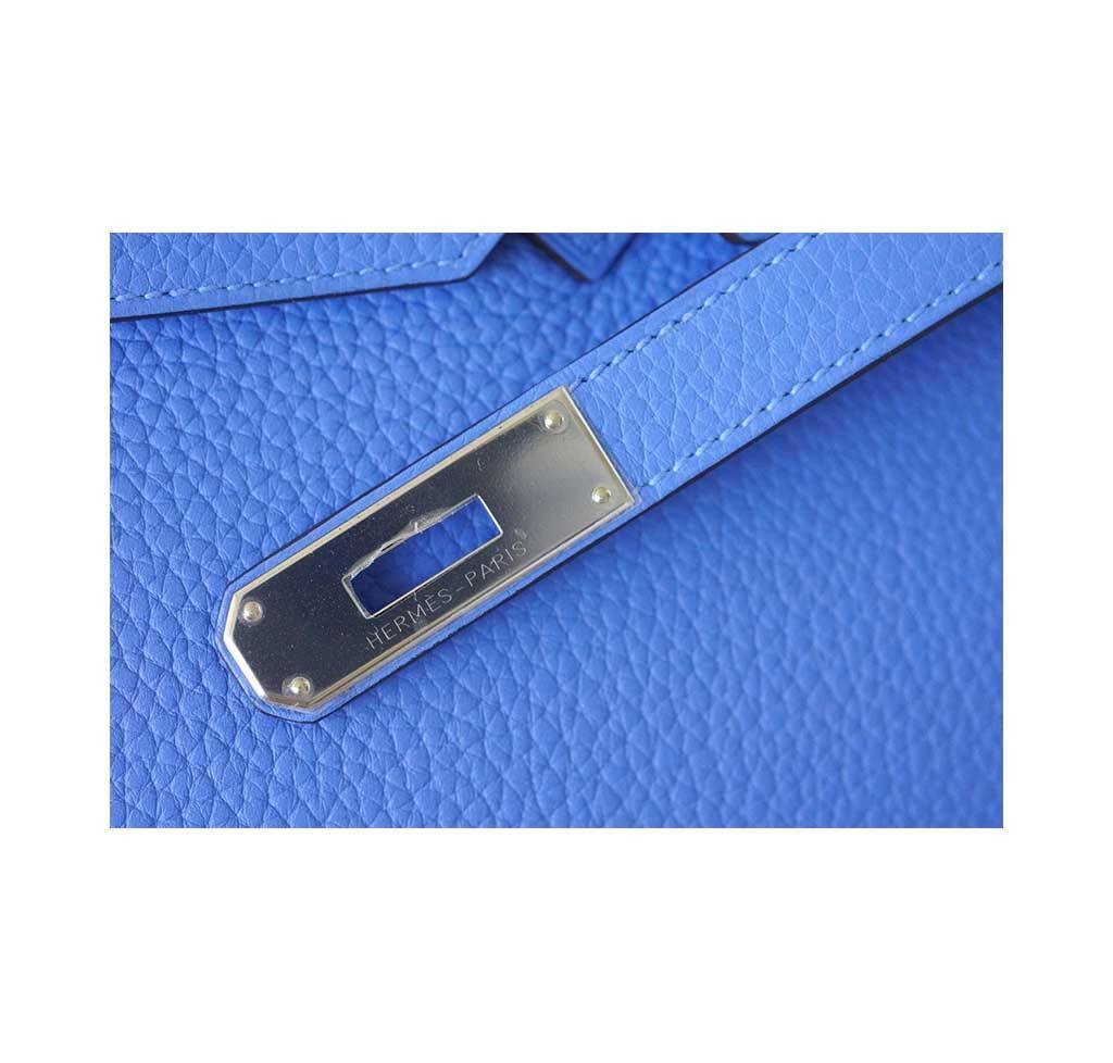 Hermes Birkin 35 Bleu Paradis Clemence Leather Palladium Hardware - Image 5