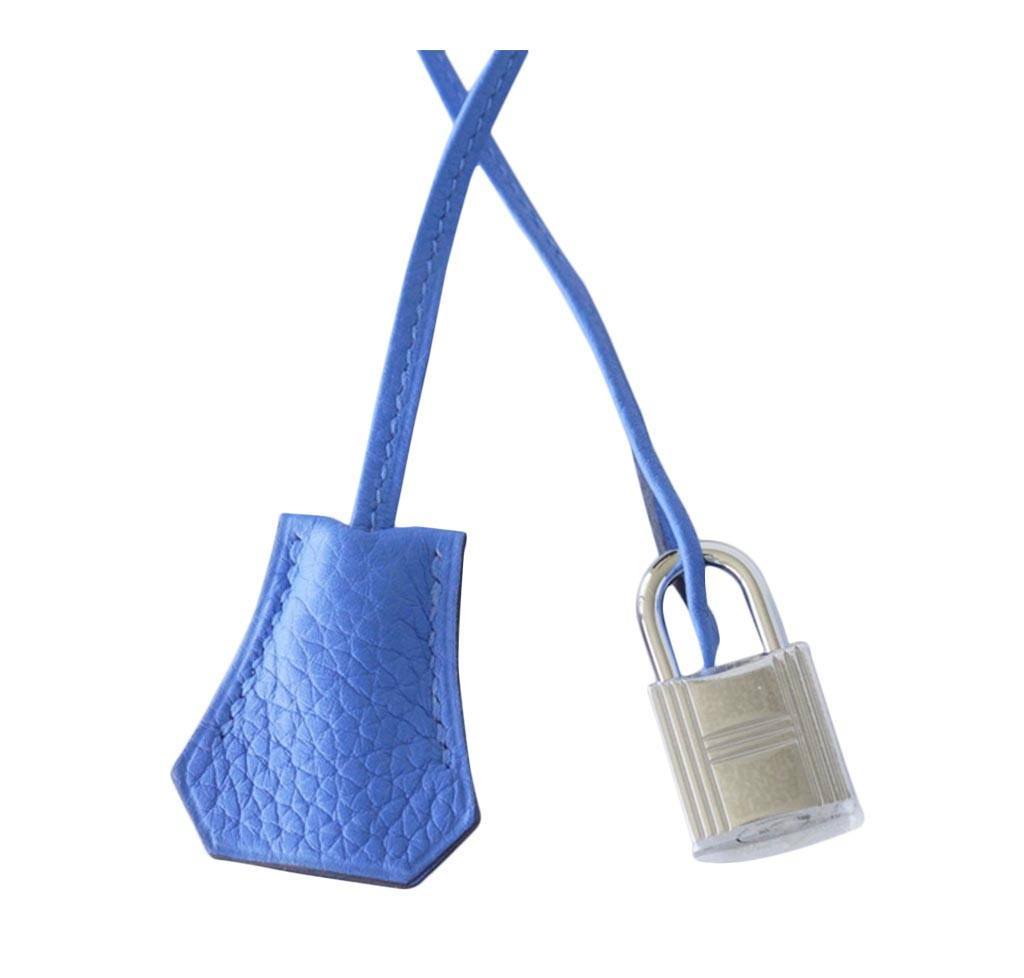 Hermes Birkin 35 Bleu Paradis Clemence Leather Palladium Hardware - Image 2