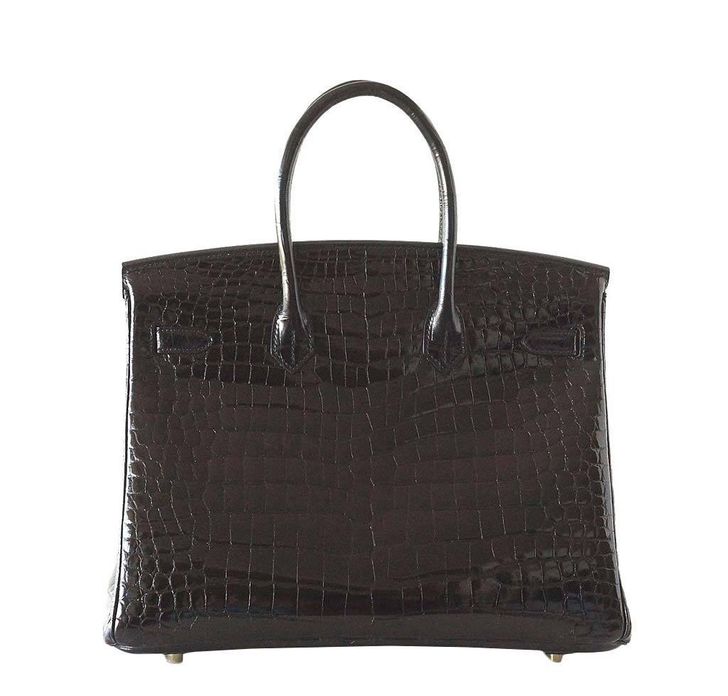 Hermès Birkin 35 Crocodile Bag Black GHW - Image 2