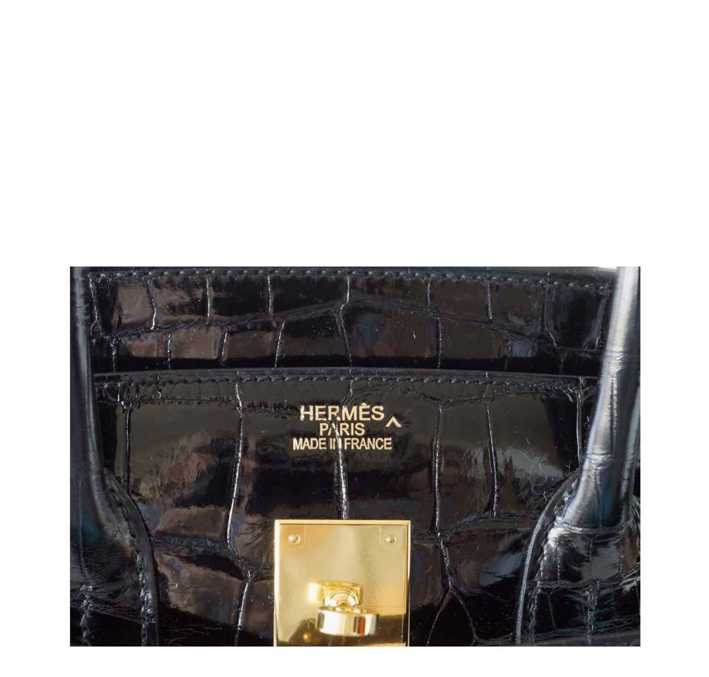Hermès Birkin 35 Crocodile Bag Black GHW - Image 4