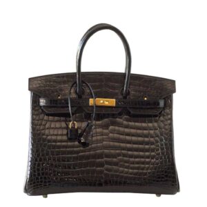 Hermès Birkin 35 Crocodile Bag Black GHW