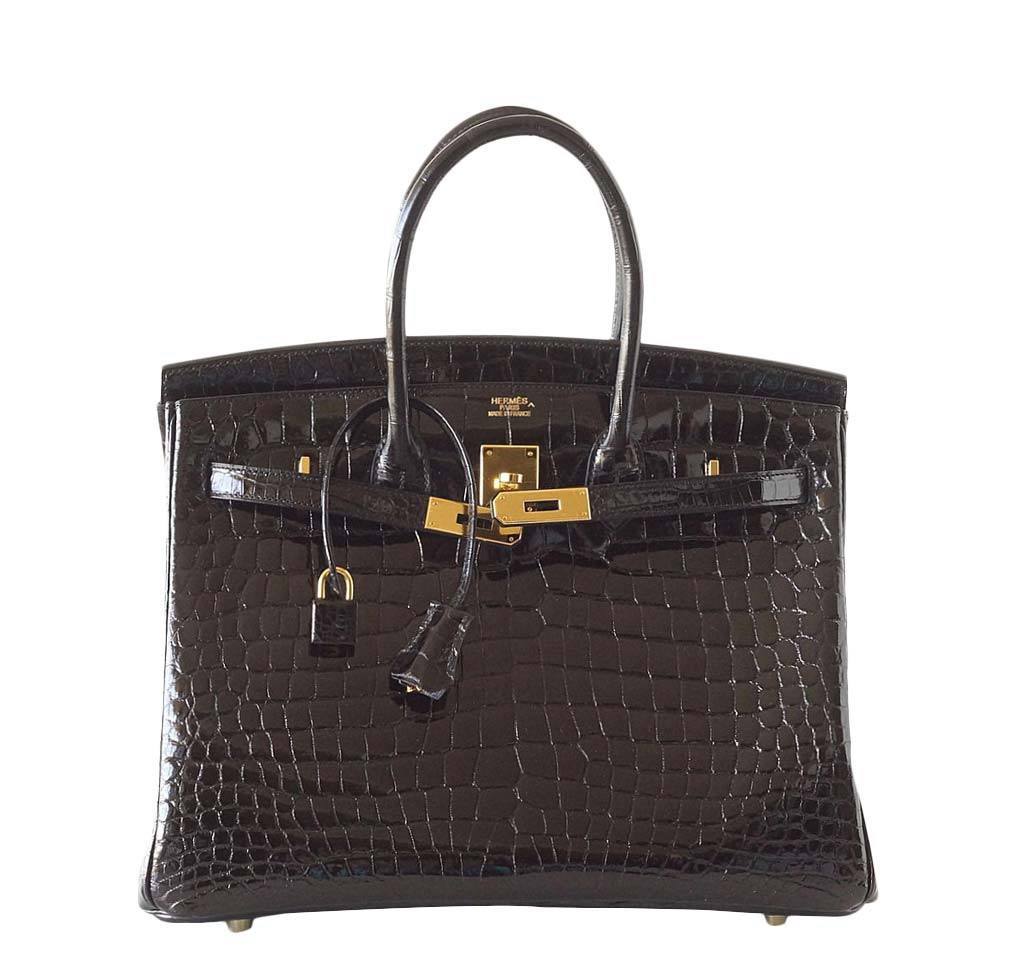 Hermès Birkin 35 Crocodile Bag Black GHW - Image 6