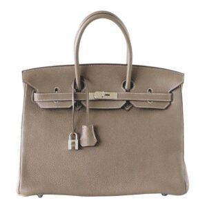 Hermes Birkin 35 Etoupe Clemence Leather Palladium Hardware