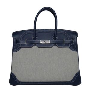Hermès Birkin Ghillies 35 Bag Blue Toile