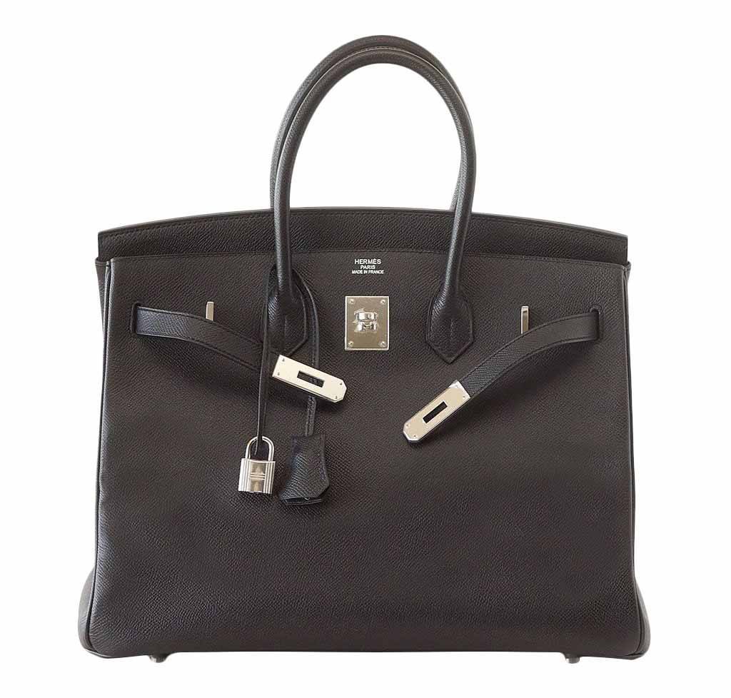 Hermes Birkin 35 Jet Black Epsom Leather Palladium Hardware - Image 2