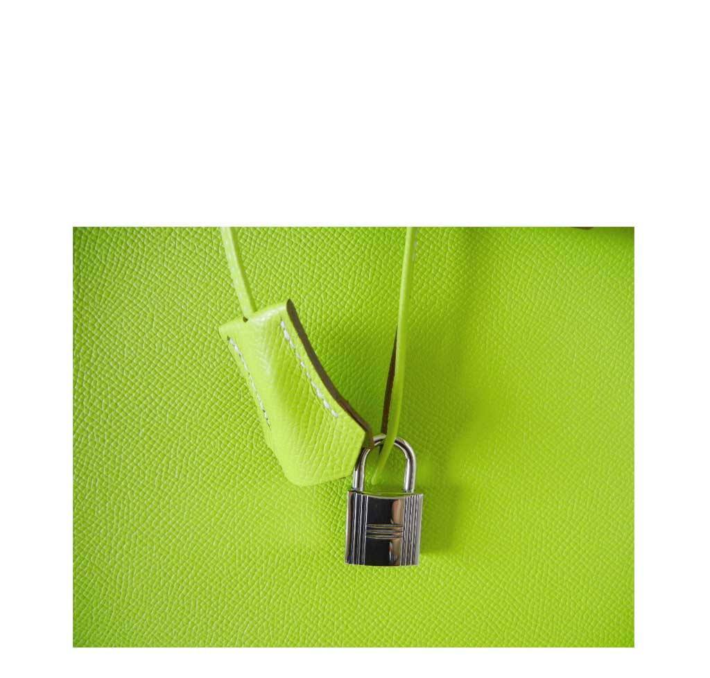 Hermes Birkin 35 Kiwi Epsom Leather Palladium Hardware - Image 7