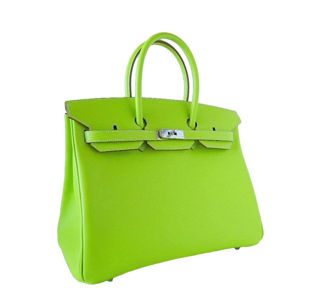 Hermes Birkin 35 Kiwi Epsom Leather Palladium Hardware - Image 8