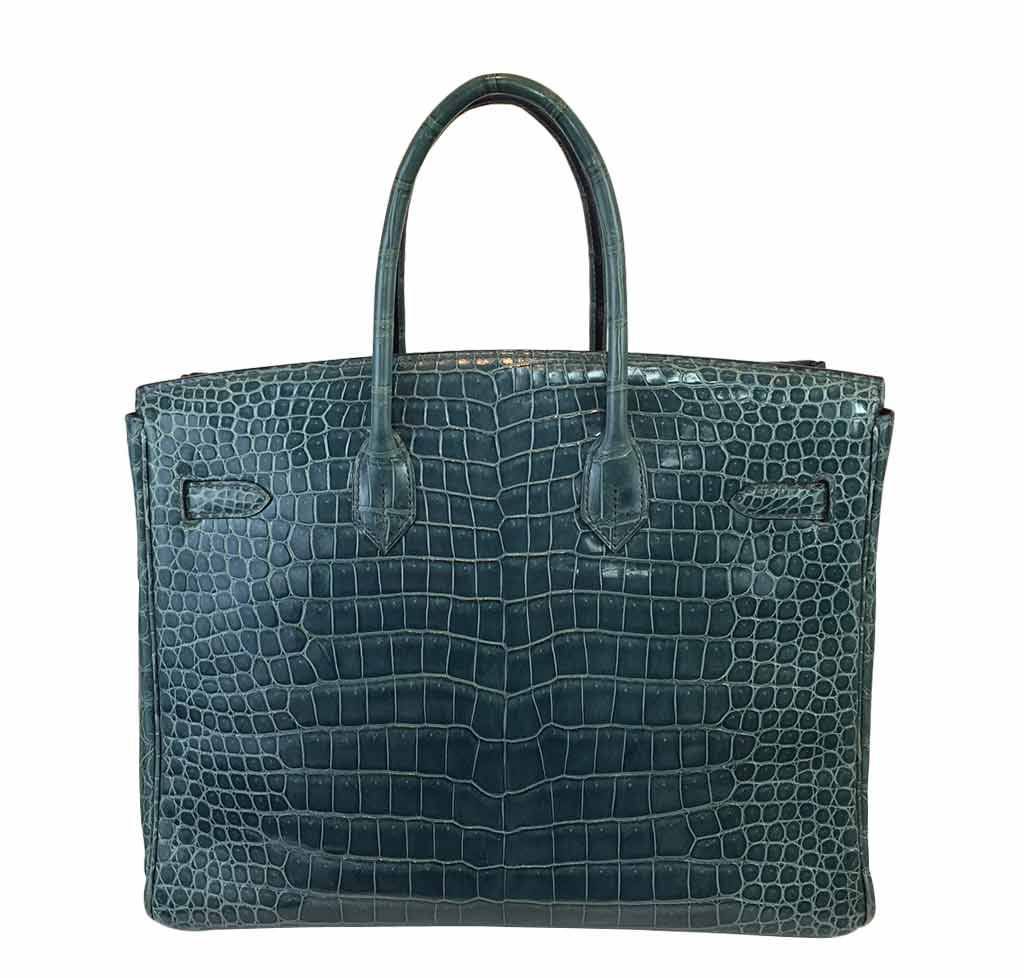 Hermès Birkin 35 Malachite Porosus Crocodile Bag PHW - Image 6