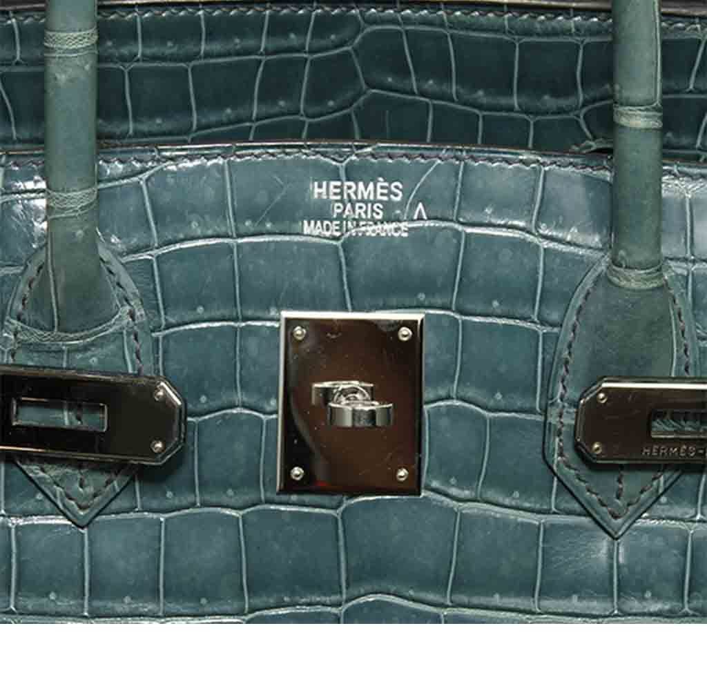 Hermès Birkin 35 Malachite Porosus Crocodile Bag PHW - Image 5